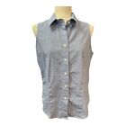 Rockies Womens Plaid Western Shirt~Size Large~Blue Check Sleeveless Top Casual