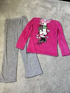 Disney Minnie Mouse Girls PJ Size 7/8 Pink Gray Long Sleeve/pants Fleece NWT - Picture 1 of 6
