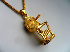 Unusual Detailed Gold Alloy Barbers / Hairdressers Chair  Pendant And Necklace