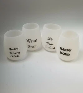 Set Of Four Unbreakable Glassless Silicone 14oz Wine Glass Stemless White Gift  - Picture 1 of 12