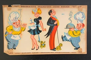 VINTAGE DURA DECALS - ORIGINAL PACKAGE - KITCHEN THEMED  - 7" X 12" - CIRCA 50'S - Picture 1 of 2