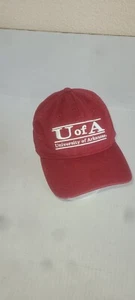 U Of A Arkansas Red Hat Cap Adjustable Strapback w Rear Facing Hog On Back By... - Picture 1 of 5