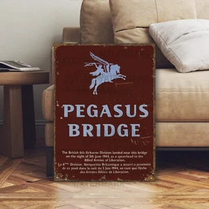 Vintage Style WW2 Pegasus Bridge British Paratrooper Normandy VE Day War Sign - Picture 1 of 4