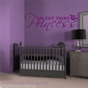 Sleep Tight Princess Gloss Wall Sticker Decal Wal Art cute Crown Detail - Picture 1 of 1