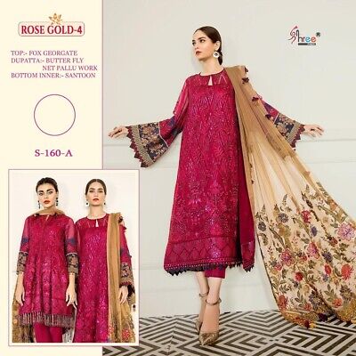 Ladies Pakistani Designer Kameez Heavy Unstitched Indian Salwar Style Dress • 37.98€