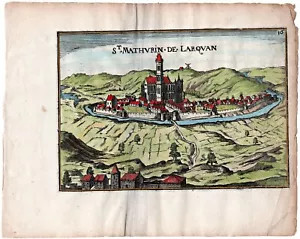 1634 Nicolas Tassin Basilica of Saint Mathurin in Larchant, France Antique Print - Picture 1 of 1