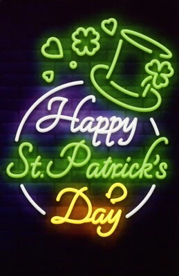 Happy ST. PATRICK'S DAY Card, Good Luck Great Times Neon by Premium Greetings +✉ - Image 1 of 4