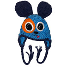 Hand Knitted Unisex Kids Blue Silly Dog Monster Crochet Beanie Hat