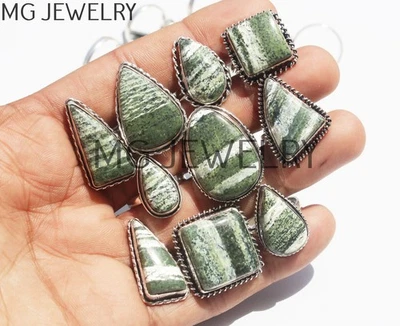 Lote de 50 piezas de anillos enchapados en plata 925 con piedras preciosas de ópalo suizo natural MFB652 Foto 1 de 4