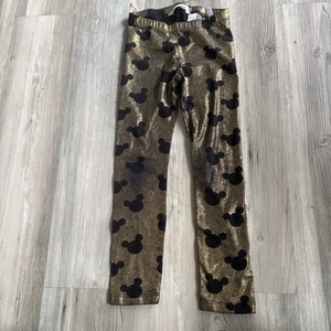 H&M Disney Collab Gold And Black Mickey Leggings Size 5-6y - Picture 1 of 9