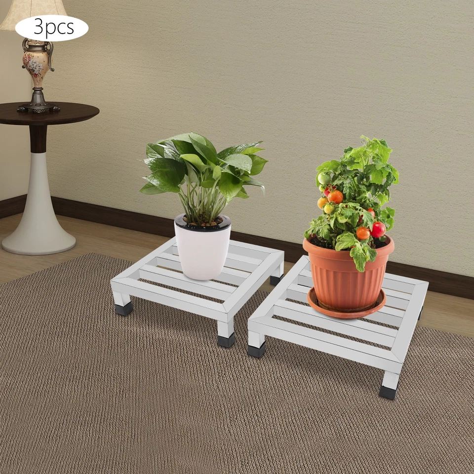 Estante de exhibición de plantas de acero inoxidable Dunnage de 3 piezas soporte de exhibición de flores Foto 1 de 4