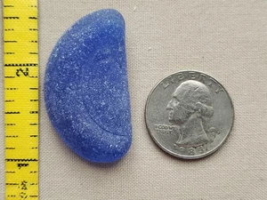 GENUINE BEACH SEA GLASS SURF TUMBLED CORNFLOWER LIGHT BLUE BOTTLE BOTTOM PART V1 - Picture 1 of 8