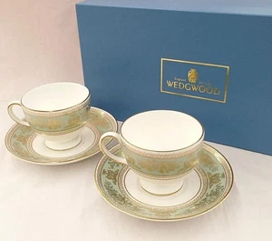 Wedgwood Columbia Sage Green Cup Saucer 2 From Japan - Picture 1 of 13