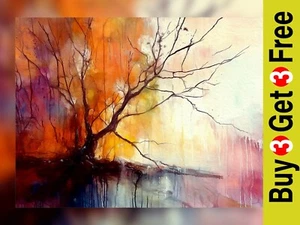 Abstract Autumn Scene 5"x7" Print on Matte Paper | Captivating Watercolor Art - Picture 1 of 17
