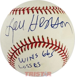 BÉISBOL LOU HENSON FIRMADO NL INSC. WINS 665 PÉRDIDAS PSA - ILLINOIS, NUEVO MÉXICO - Imagen 1 de 2