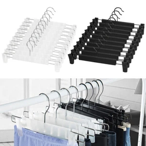 10-80 Adjustable Pants Hangers Non-Slip For Jeans Trouser Skirt Dress Slacks - Picture 1 of 23