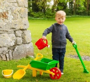 Kids Wheelbarrow and Gardening Set Watering Can Outdoor Tools 4 garden toys - Picture 1 of 6