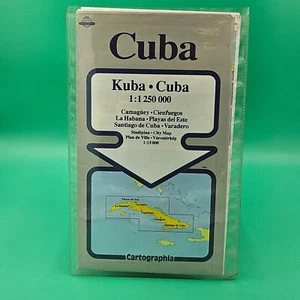 Vintage Cuba Cartographia Map 1992 Large Folding Atlas With Sleeve Good - Picture 1 of 5
