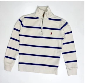 NWT Ralph Lauren Boys Striped Quarter Zip Pullover Sweatshirt L (14-16) - Picture 1 of 4