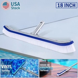 Curved 18" In/Above Ground Swimming Pool Wall Floor Brush with Aluminum Handle - Picture 1 of 16