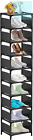 Urmsun 10 Tiers Vertical Shoe Rack, Tall Narrow Shoe Shelf Space Saving Shoe For