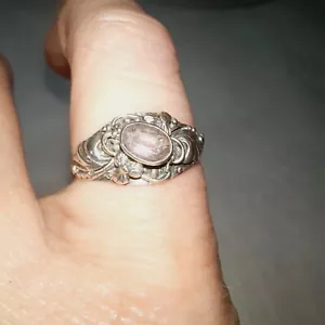 07K14 JOLIE STYLE ANCIENNE BAGUE EN ARGENT MASSIF AMETHYSTE 925 TAILLE 54 - Imagen 1 de 5