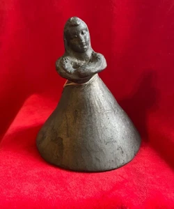 Vintage Black Pottery Mexico Handmade Little Girl Bell - Picture 1 of 11