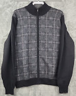 Glen Lyon 100% Cashmere Houndstooth Windowpane Gray Sweater Mens Full Zip Sz XL