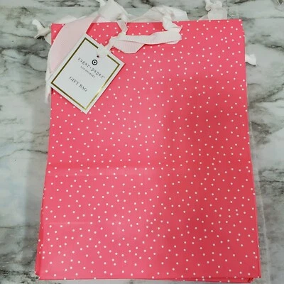 糖纸小礼品袋霓虹粉色圆点 9.7 英寸 x 7.7 英寸批量 8 件派对 — 第 1/4 张图片