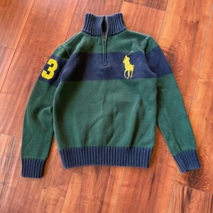 Polo Ralph Lauren Quarter Zip Marled Large Embroidered Pony Boys Sz Medium 10-12 - Picture 1 of 6