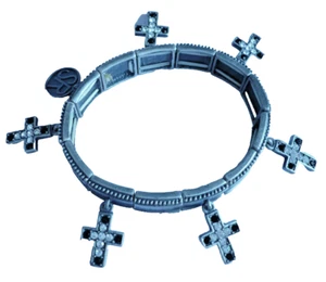 elastisches Kreuz Armband mit Strass schwarz ModeSchmuck silber NEU + TOP - Bild 1 von 3