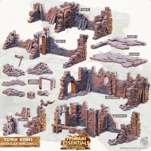 3D Printed Cast n Play Town - Town Ruins Modular Buildings Set 28mm 32mm D&D - Picture 1 of 19