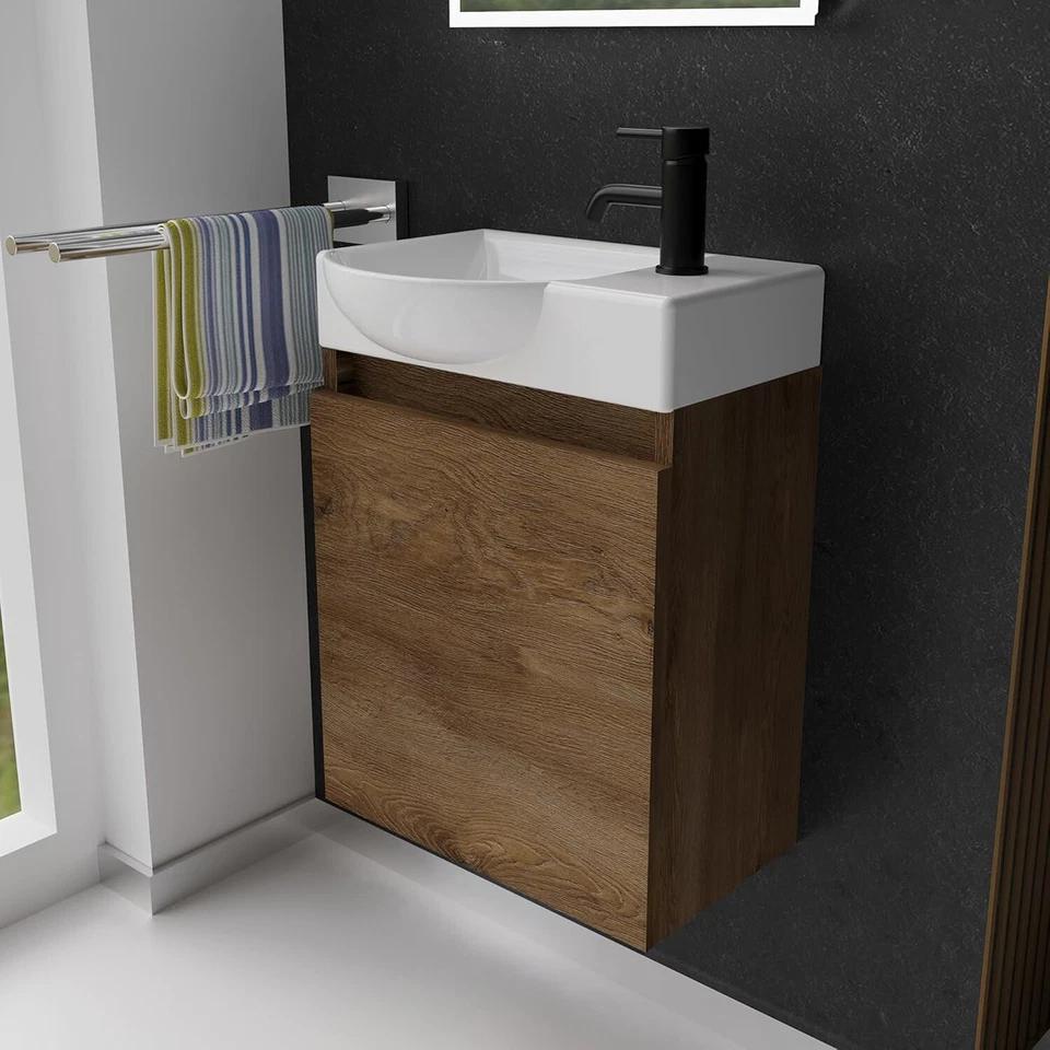 Gäste WC Waschbecken mit Unterschrank Kleines Badmöbel 45 cm Breit Waschtisch - Bild 1 von 4