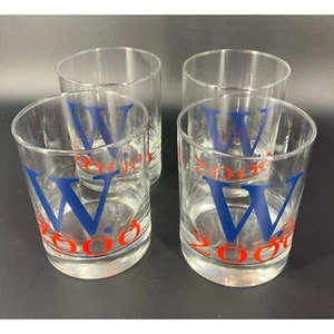 Juego de 4 vajilla de bar vintage, vaso de rocas de whisky doble inauguración George W. Bush - Imagen 1 de 7