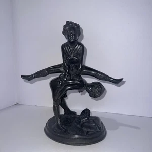 Sadek Skulptur Bronze Kinder Voltigierspiel Vintage LeapFrog 9,5" schwarz EUC Andrea - Bild 1 von 9