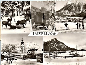 Cartolina RPPC foto reale stazione di salute e sport invernali, Inzell, Germania - Foto 1 di 2