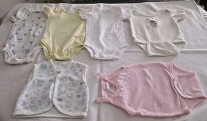 Five Newborn Infant One Piece Sleepers, Carters, JC Penney, Cutie Pie–Pre-owned - Picture 1 of 7