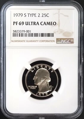 1979 S Type 2 Proof Washington Quarter graded PF 69 Ultra Cameo by NGC!  - Image 1 of 4