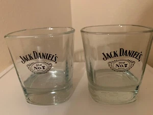 Jack Daniels Old No 7 Lot Of 2 Whiskey Glasses Square Lowball Rocks - Picture 1 of 2