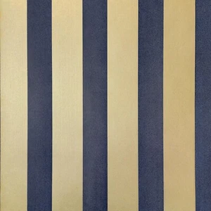 Wallpaper flocking navy blue gold metallic Flocked striped velvet flock stripes - Picture 1 of 12