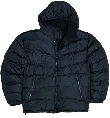 Men's Solid Warm Puffer Bubble Fleece Lined Heavyweight Full Zip Hooded Jacket - Image 1 of 4
