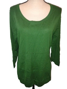 Suéter Pullover Tahari Para Mujer XL 100% Lana Merino Extra Fina Manga 3/4 Verde - Imagen 1 de 8