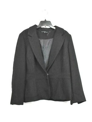 Chaqueta de negocios Hillard & Hanson para mujer negra cuello muesca dobladillo recto talla 24 Foto 1 de 4