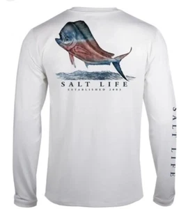 CAMISETA SALT LIFE BLANCA "MAHI ORGULLOS" L/S BOLSILLO SLX PERFORMANCE - HOMBRE 2XLARGE - Imagen 1 de 2