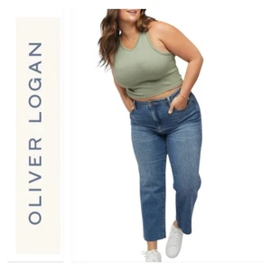 Oliver Logan Aberdeen Wide Leg Crop Jeans Gr. 35 x 27 Stretch Raw Frayed Hem - Bild 1 von 13