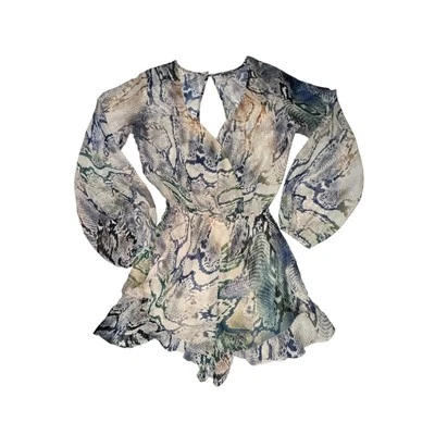 Mameluco Show Me Your Mumu Rocky para mujer talla S marrón estampado de serpiente envoltura sintética transparente Foto 1 de 4