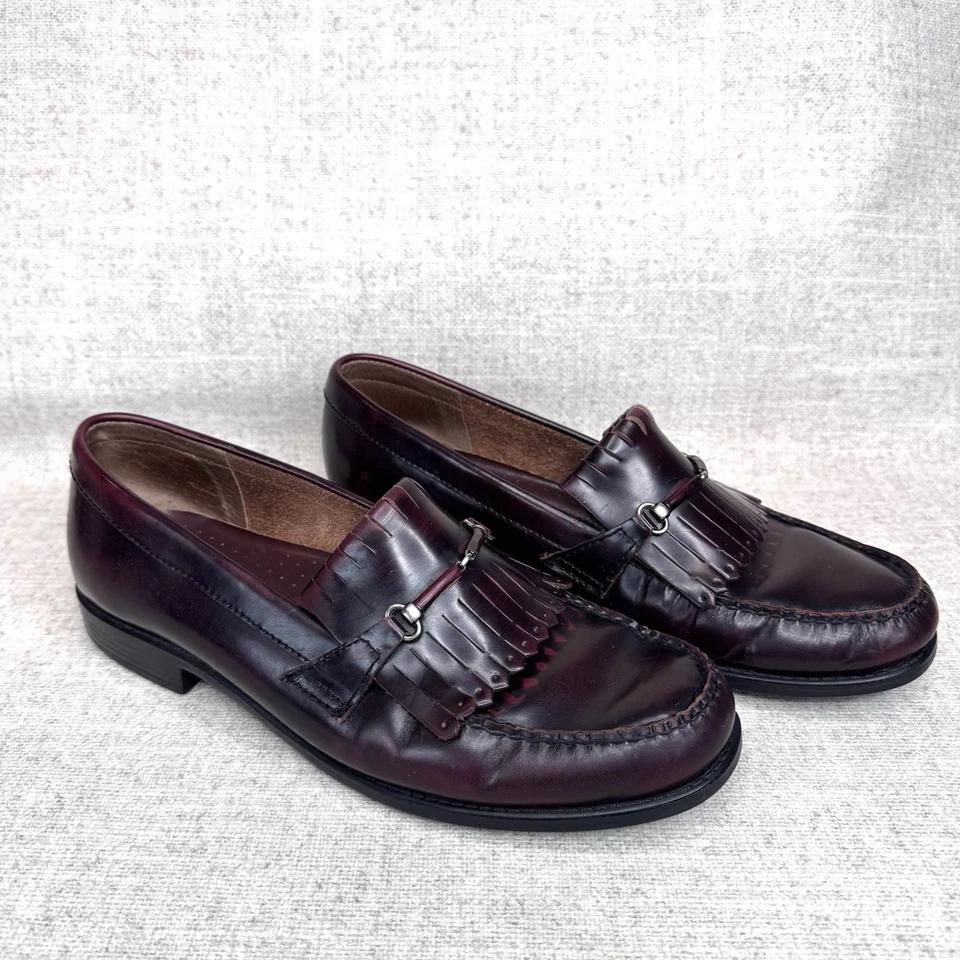 Винтажные женские мокасины Bass Weejuns Conny без застежек с бахромой из красного дерева размер 8,5 M - Изображение 1 из 4