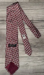 Autentica cravatta Gucci motivo filo ad incastro/spinato ~ rossa 100% seta ottima - Foto 1 di 8