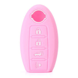 4 Button Silicone Remote Key Cover Fob Case fit Nissan Altima Rogue Sentra Pink