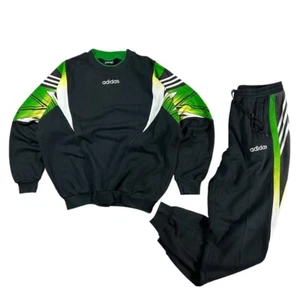 ADIDAS VINTAGE 90s COTTON TRACKSUIT PANTS AND SWEATSHIRT PULLOVER MENS F192 D8 - Picture 1 of 8